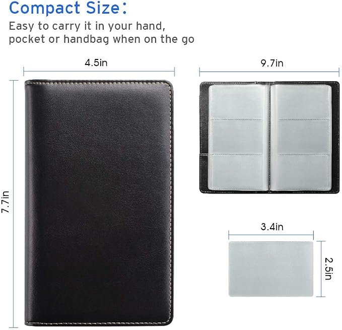 Sooez Leather Professional Business Card Book Holder Organizer, 240 Capacity Credit Card Booklet, PU Name Cards Holder Storage File for Men Women, 7.7"x 4.5" x 0.7", Green
