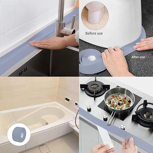 Bath & Kitchen Caulk Tape Sealant Strip,PVC Self Adhesive Tub and Wall Sealing Tape Caulk Sealer,Caulk Strip,sealant Tape,Shower Tile Sealer Adhesive sealant （Silver）