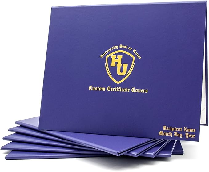 Honor U Customizable Faux Leather Document Cover with Metallic Foil Print for Diplomas, Awards, Certificates, Tent-Style Presentation, Non-Padded (Purple, 11x14 (Large))