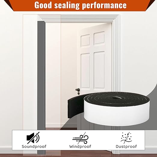 High Density Foam Tape - 2'' x 3/8'' x 13Ft Weatherproof Adhesive Prevent Condensation Heat Resistant Flame Retardant Weather Stripping Easy to Cut & Install & Remove for Car Doors Pipes Windows