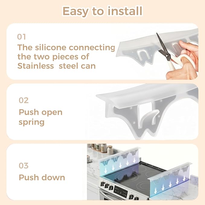 Silicone Stove Gap Covers with Stainless Steel, Oven Gap Filler Seals Gaps Between Stovetop and Counter, Stove Gap Guards Range Trim Kit, Easy to Clean Stove Gap Guard (Clear 2 Pack,20.86")