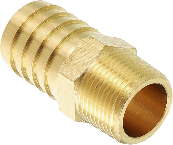 Pack of 1 Brass Hose Barbs Fittings 1" Hose Barbs to 1/2" NPT Male Fittings for Home Machines, Massage Bathtubs, and Irrigation Systems