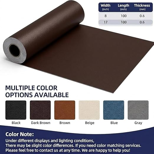 Qextce Leather Repair Patch Tape, Dark Brown, 8x100 Inch | Self-Adhesive, Waterproof, Wear Heat Resistant, Vinyl Leather Repair Kit, For Furniture, Car Seat, Sofa, Couch, Luggage