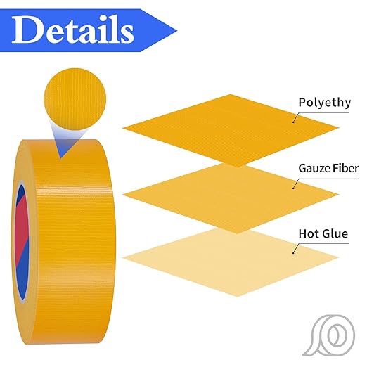 Yellow Heavy Duty Duct Tape, 2 Inch x 55 Yards, Industrial Grade Waterproof & UV Resistant, Strong Adhesive for Indoor Outdoor Repairs, Crafts, Home Improvement and DIY Projects
