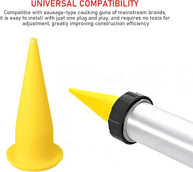 Caulking Nozzle Cones Nozzles for Sausage Caulking Gun - 10PCs REUSABLE & Durable Tips, Universal Replacement for Caulking and Sealant Guns - Save Time & Money