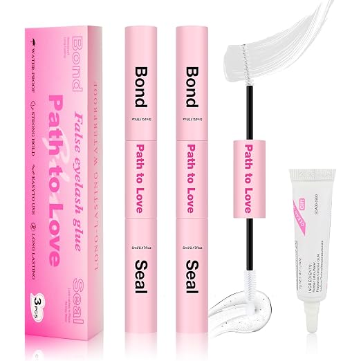 Professional Lash Cluster Glue Kit – 150H Strong Hold Lash Bond and Seal Waterproof Eyelash Glue,Long-Lasting Adhesive for DIY Cluster Lashes,Home Use,Beginners & Pros (White,3-Pack 2x5ml+5ml +0.24oz)