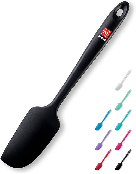 DI ORO Seamless Series Mini Silicone Spatula - BPA Free Pro-Grade 600ºF Heat-Resistant Non-Stick Small Rubber Jar Spatula - Silicone Kitchen Scraper Utensil Tool for Cooking and Baking (Black)