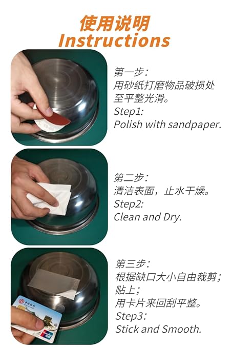 10Pack Professional Aluminum Patch Repair Leaking Kit for Kitchen Cooking Pots Stock Soup Pot and Pans Cookware, Strong High Temperature Resistant Patch for Metal or Plastic Pail Bucket