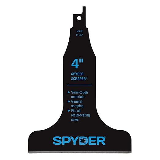 Spyder 4-inch Scraper Blade Attachment for Reciprocating Saws, Removes Tile, Linoleum, Adhesives, and More