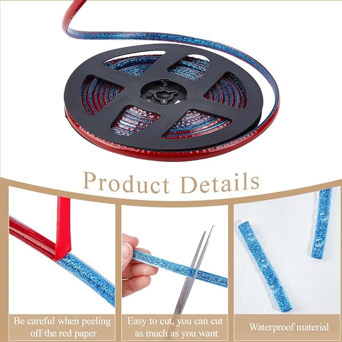 GORGECRAFT 5.5 Yard Caulk Strip Self Adhesive 0.3 Inch Blue Corner Ceramic Tile Waterproof Peel and Stick Tape Roll Flexible Triangle Molding Trim Sealing Gap Tape for Shower Bathtub Bathroom Toilet