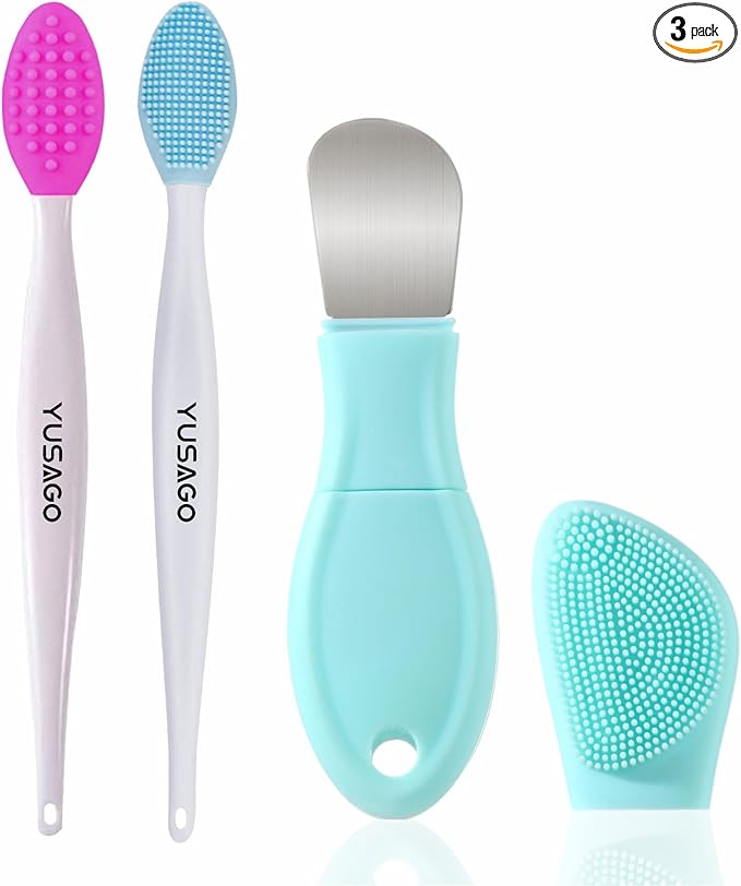 Face Washing Brushes,Nose Blackhead Removal Tools,3Pcs Pore Cleaning Brush, Skin Scrubber Face Spatula,Double-headed Blackhead Extractor Pimple Extractor,Face Scraper for Deep Cleansing (Green)