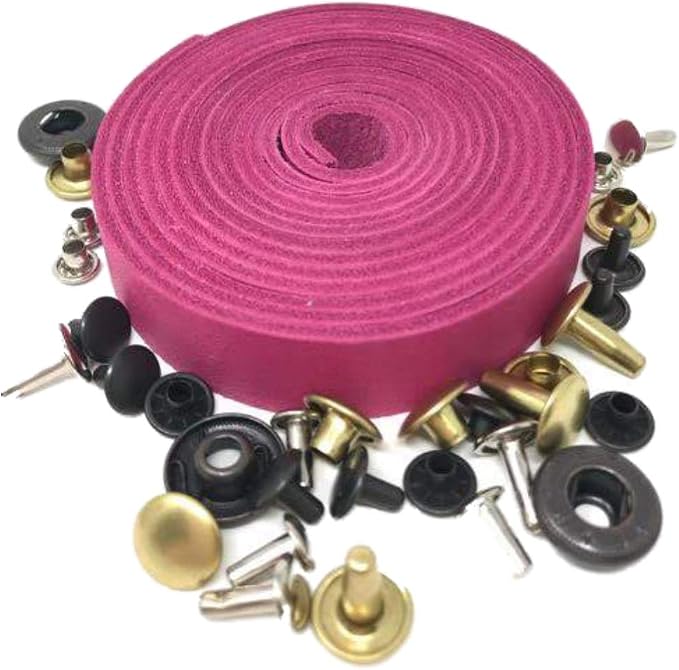 Leather Strap for Crafts & Jewelry | 72 Long × 5/8" Wide × 1/16" Thick (4-5oz) | Genuine Leather Strips for Crafts, Projects or Repairs - Pink | 5-Pack