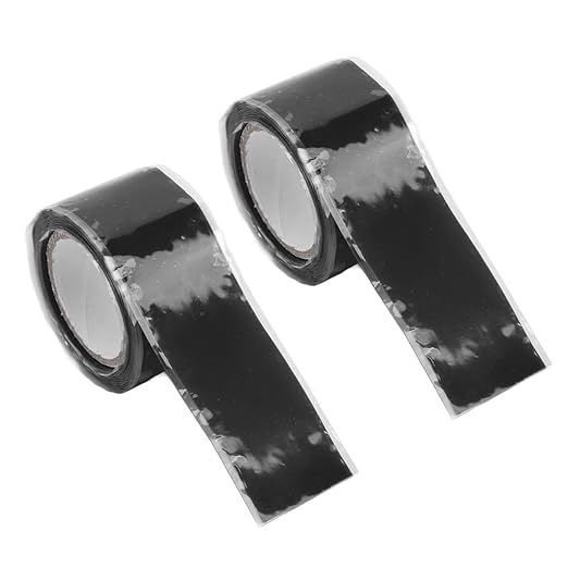 Self Fusing Silicone Tape, Waterproof Insulation Adhesive Tape, 2 Packs 1.5m x 2.5cm - High Temperature, Strong Tensile Strength, Ideal for Pipe and Hose Repair (Black)