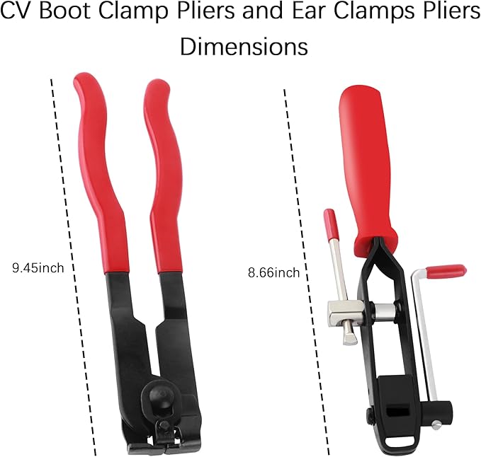 CV Boot Clamp Pliers Kit,1PC CV Joint Boot Clamp Pliers + 1PC Ear Clamp Pliers + 10PCS Clamps,Universal Car Accessories for Most Vehicles (Pliers/2PCS)