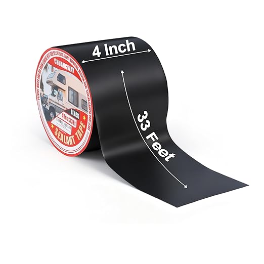 Butyl Sealant Waterproof Tape Black, 4 Inch X 33 Foot RV Roof Repair Tape, UV & Weatherproof Roof Seal Tape for RV Camper Trailer Boat Window Sealing Leak Repair