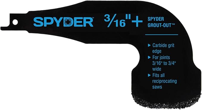 Spyder Grout Remover Tool, Accessory for Reciprocating Saws, for Grout Joints 3/16-3/4" (100264)