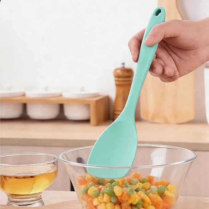 2 Pcs Silicone Spatula,Heat Resistant Rubber Spoonula, Seamless Non-Stick Flexible Scrapers for Baking Mixing Tool (GREEN 2)