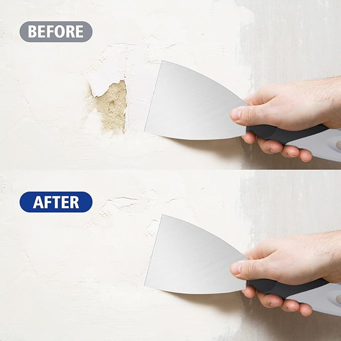 Mister Rui Paint Scraper, 2 Inch Metal Small Putty Knife Scraper Tool for Wood, Stainless Steel Knife with Hammer End, 2 Inch Paint Scraper Tool Taping Knife