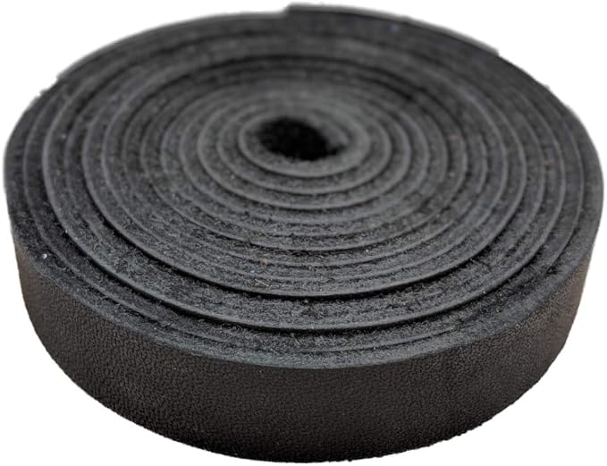 TOFL Genuine Leather Strap | Top Grain Cowhide Strip – Black | 72" L x 5/8" W x 1/16" Thick | Suede Backing | Leather Craft Supplies | Leatherworking & DIY Repair Projects | 4-5 oz