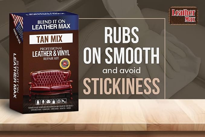 Leather Max Quick Blend Refinish and Repair Kit, Restore Couches, Recolor Furniture & Repair Car Seats, Jackets, Sofa, Boots / 3 Color Shades to Blend with Leather Vinyl Bonded and More (Tan Mix)