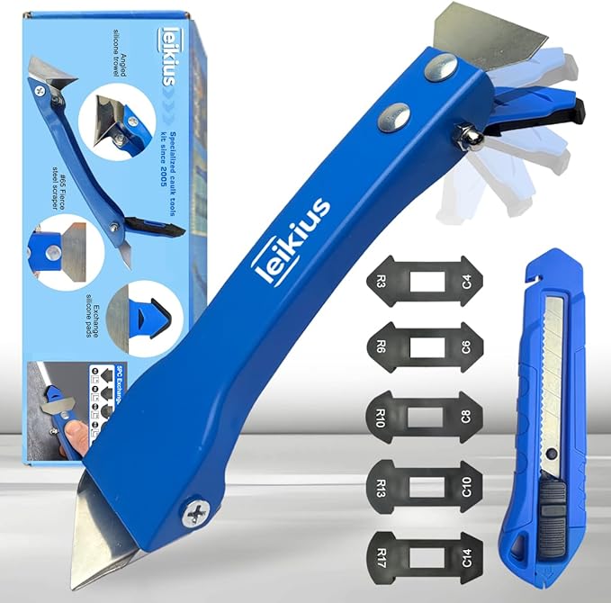 High Quality 3 in 1 Caulking Tools Sets, Steel Sealant Finishing Tool for Bathroom Kitchen Tile Window Sink Joints, Caulk Remover & Grout Scraper,for Smooth Caulking Come with a Knife