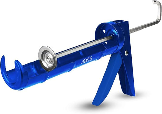 ADAK - Professional Caulking Gun, 10:1 Thrust Ratio, Caulking Gun No Drip, Hand Tool for Silicone & Sealant Application, Smooth Pressure Caulk Gun, Caulking Gun Tool (Blue)