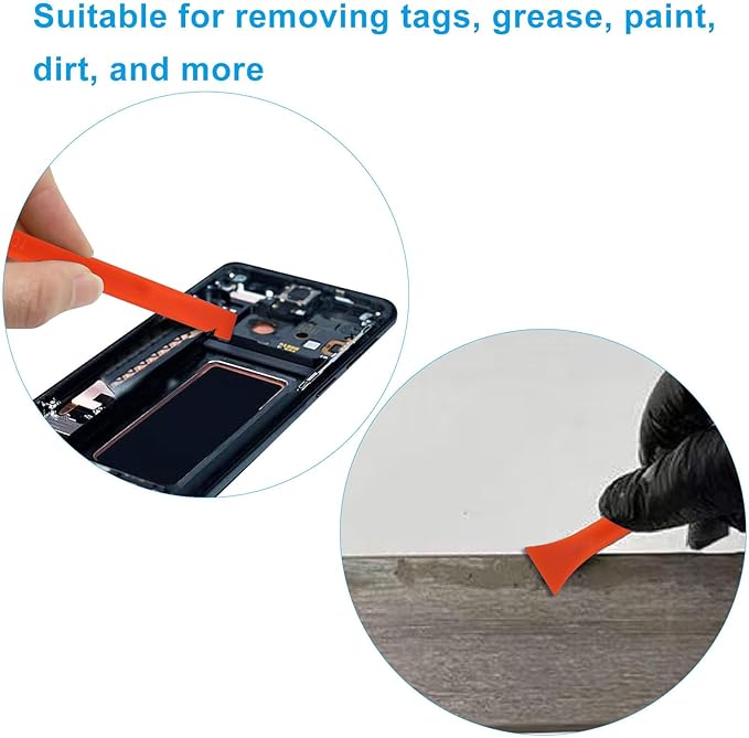 Plastic Scraper Tool 9 Pieces Non-Scratch Cleaning Kit for Tight Spaces, Remove Stickers Labels Oil Stains Food Dirt(Orange)