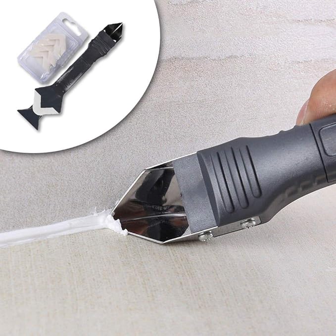 Generic 3 in 1 Silicone Caulking Tool | Caulk Removal Tool | Grout Removal Tool | Caulk Removal Tool for KitchenBathroom, Windows and Sink Joints (Stainless Steel Head)
