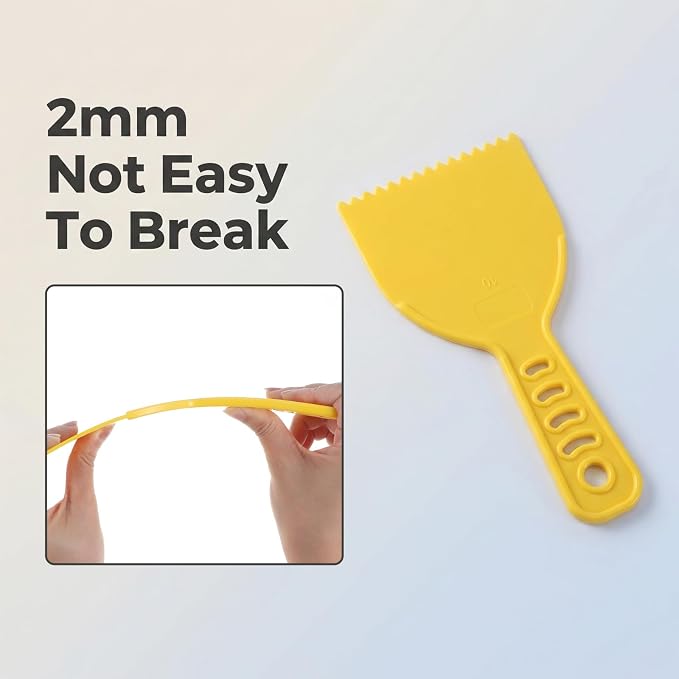 3 Sizes Adhesive Spreader Plastic Notch Trowel Flexible Putty Knife Paint Scraper Adhesive Barrier Spreader Applicator Tool for Spackling Automotive Body Fillers Putties Glazes Caulk
