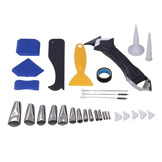 Tyenaza 5 in 1 Caulking Tool Set, Multifunctional Shovel Angle Scraper Silicone Sealant Finishing Tool