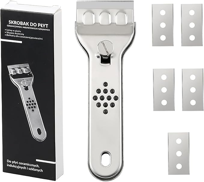 Cooktop Scraper,Multi-Purpose Scraper Cleaning Tool,Razor Holder for Cleaning Glass Cooktop, Window, Decals, Stickers, Label, Caulk, Adhesive, Paint Glue Removal
