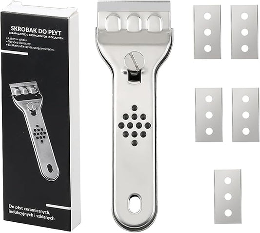 Cooktop Scraper,Multi-Purpose Scraper Cleaning Tool,Razor Holder for Cleaning Glass Cooktop, Window, Decals, Stickers, Label, Caulk, Adhesive, Paint Glue Removal