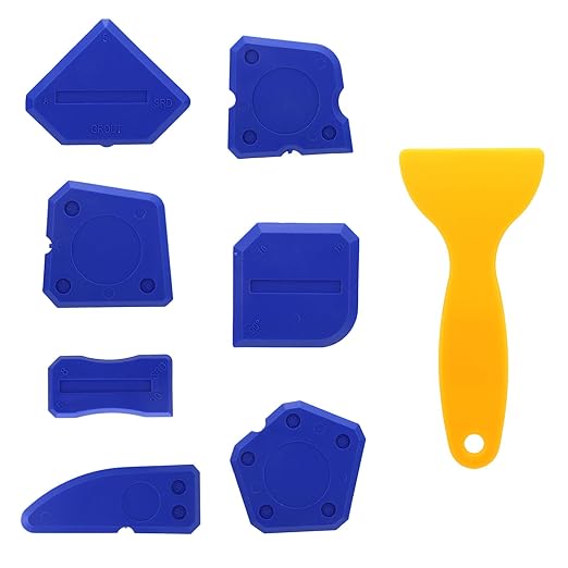 8pcs Silicone Caulking Tool, Professional Sealant Finishing Grout Tool with Multiple Shape Scraper & Caulk Remover for Kitchen Bathroom Floor Window & Sink