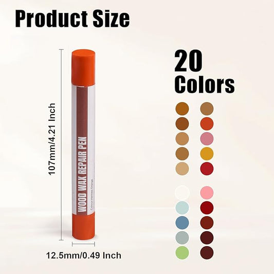 Wood Filler Sticks, 20 Colors Wood Repair Wax Crayons with Scraper, Wood Touch Up Markers for Repairing Scratches, Cracks, Holes in Cabinets, Floors, Tables and Doors[Color Series]