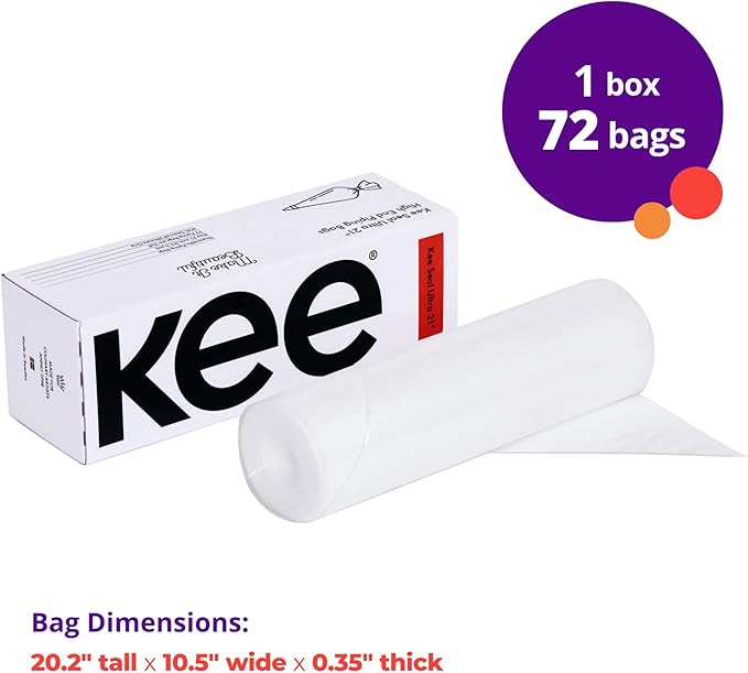 Kee Seel Ultra Disposable Pastry Bags, Piping Bag with Textured Non Slip Outer Surface, Smooth-Flow Interior, Easy Tear Perforation, Convenient Dispenser Box, 21-Inch, Clear - 72 Pack