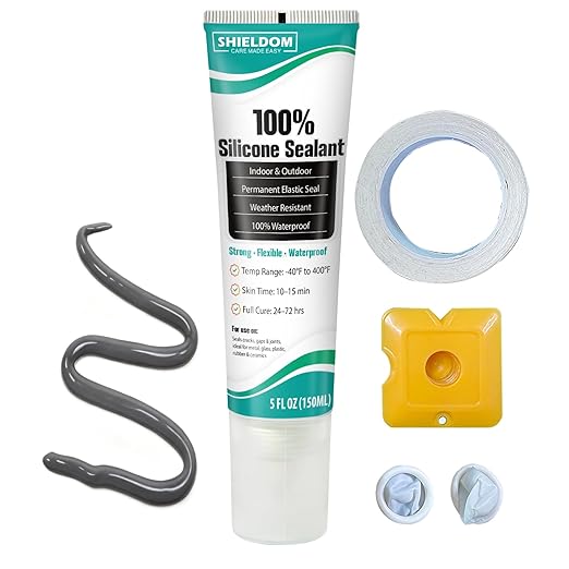 SHIELDOM Silicone Sealant Adhesive Silicone Caulk with Finishing Tool 100% Waterproof Seal Shrink & Crack Proof, Flexible, Strong Adhesion for Automotive, Bathroom, Kitchen, Windows 150ML/5Oz (Grey)