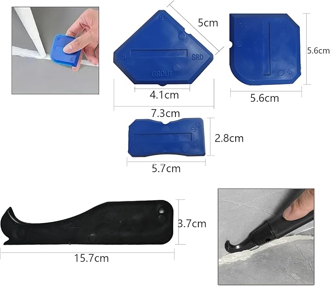 Caulking Gun Kit with Caulking Gun,Sealant Removal Tools,Sealant Finishing Tool,Grout Scraper&Utility Knife-5-in-1 Professional Sealant Repair Set for Tiles,Bathrooms,and DIY Projects