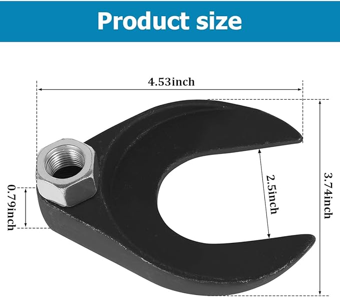 HZEL Car 63mm Inner CV Axle Puller Removal Tool with Nut, Vehicle Front Wheel Drive CV Joint Puller Adapter, Auto CV Joint Fork Attachment, Fits Slide Hammers with 5/8"-18 Threads