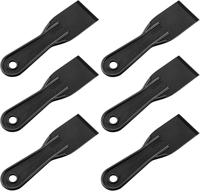 6 PCS Plastic Putty Knife, 2 Inch Black Flexible Putty Knife Scraper, Used for Repairing Walls, Pasting Plaster, Scraping Putty Plastic Putty Knife Scraper