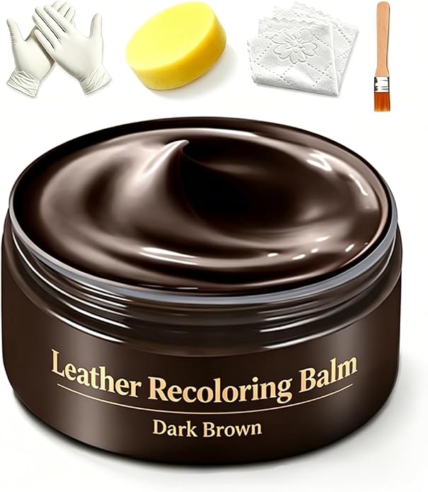 Leather Recoloring Balm, Leather & Vinyl Color Restorer Conditioner – Repairs Faded & Scratched Leather Color