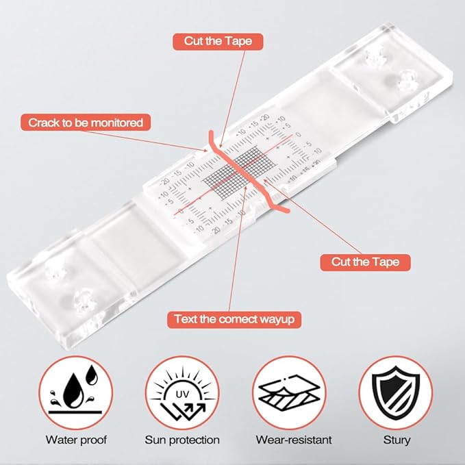 Standard Tell-Tale Crack Monitor – Precision Crack Monitoring Gauge for Walls, for Internal/External Use, with Screws & Record Sheet