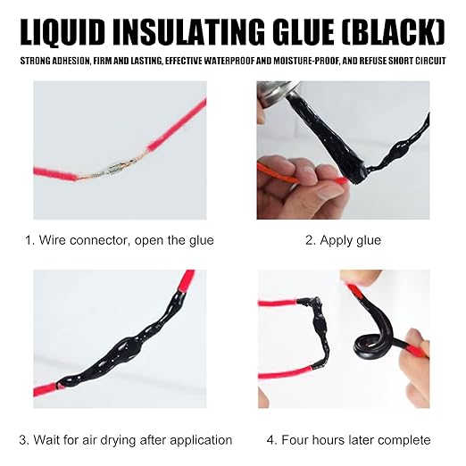 125ml Liquid Electrical Tape, Waterproof Liquid Rubber Insulation Coating, Fast-Drying Flexible Wire Repair Sealant, Plastic Dip Alternative for Indoor/Outdoor Electrical Connections & Cables