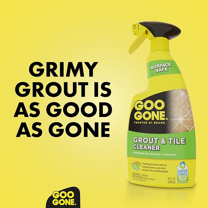 Goo Gone Grout & Tile Cleaner - 28 Ounce - Removes Tough Stains Dirt Caused By Mold Mildew Soap Scum and Hard Water Staining - Safe on Tile Ceramic Porcelain