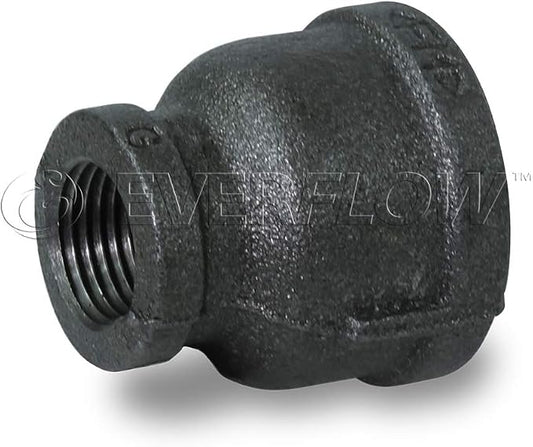 SUPPLY GIANT CNSD1140 1-1/4 X 3/8 Black Malleable Iron Reducing Coupling, 1-1/4 in. x 3/8
