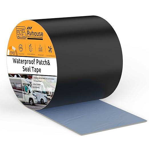 Waterproof Patch and Seal Tape, 4" x 13 ft, UV Protective Extra Thick Sealant Tape for RV Roof Leak Repair, Permanent Bond for Cracks, Tears, Holes – Weatherproof for Camper Trailer Boat Tent