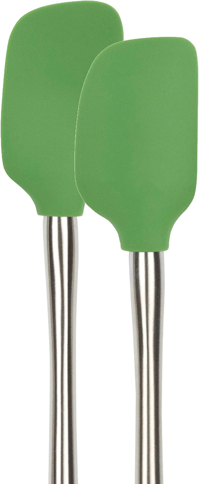 Tovolo Flex Core Mini Silicone Spatula Spoonula Set of 2 for Non Stick Cast Iron Cooking & Baking, Dishwasher Safe Heat Resistant BPA Free Small Stainless Steel Handle Kitchen Utensil, Pesto Green