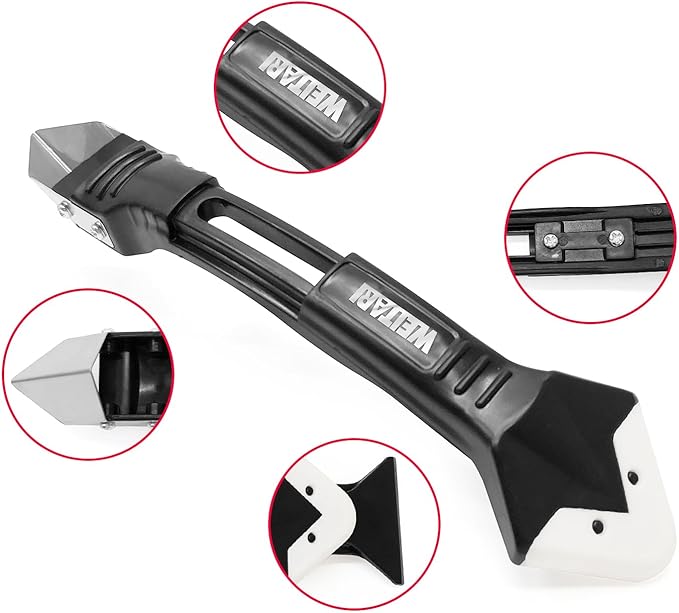Silicone Caulking Tool Kit, 3-in-1: Grout Sealant Remover,Finishing Scraper Tools - Easy Caulk Removal Sealing Smoothing For Bathtub Toilet Bathroom Shower Corner Tiles Joint Floor Sink