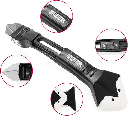 Silicone Caulking Tool Kit, 3-in-1: Grout Sealant Remover,Finishing Scraper Tools - Easy Caulk Removal Sealing Smoothing For Bathtub Toilet Bathroom Shower Corner Tiles Joint Floor Sink