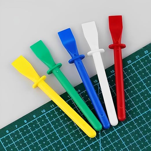 5Pcs Colored Plastic Smear Spreaders, Mini Glue Sticks, Easy Clean Glue Scrapers for Handmade DIY Art, Leather Craft, and Woodworking Projects