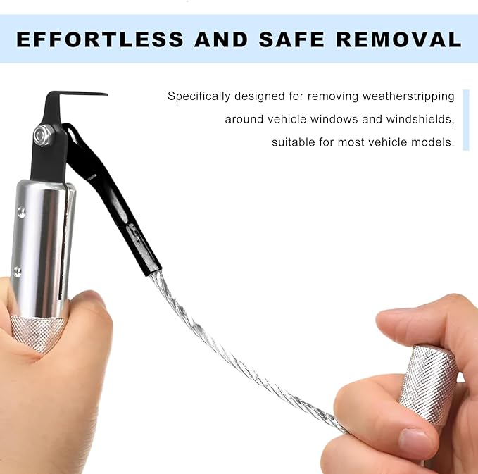 Windshield Removal Tool, Aluminium Alloy Auto Windscreen Replacement Tool with Steel Blade, Professional Window Glass Trim Remover for Sedan Truck SUV, Car Accessories
